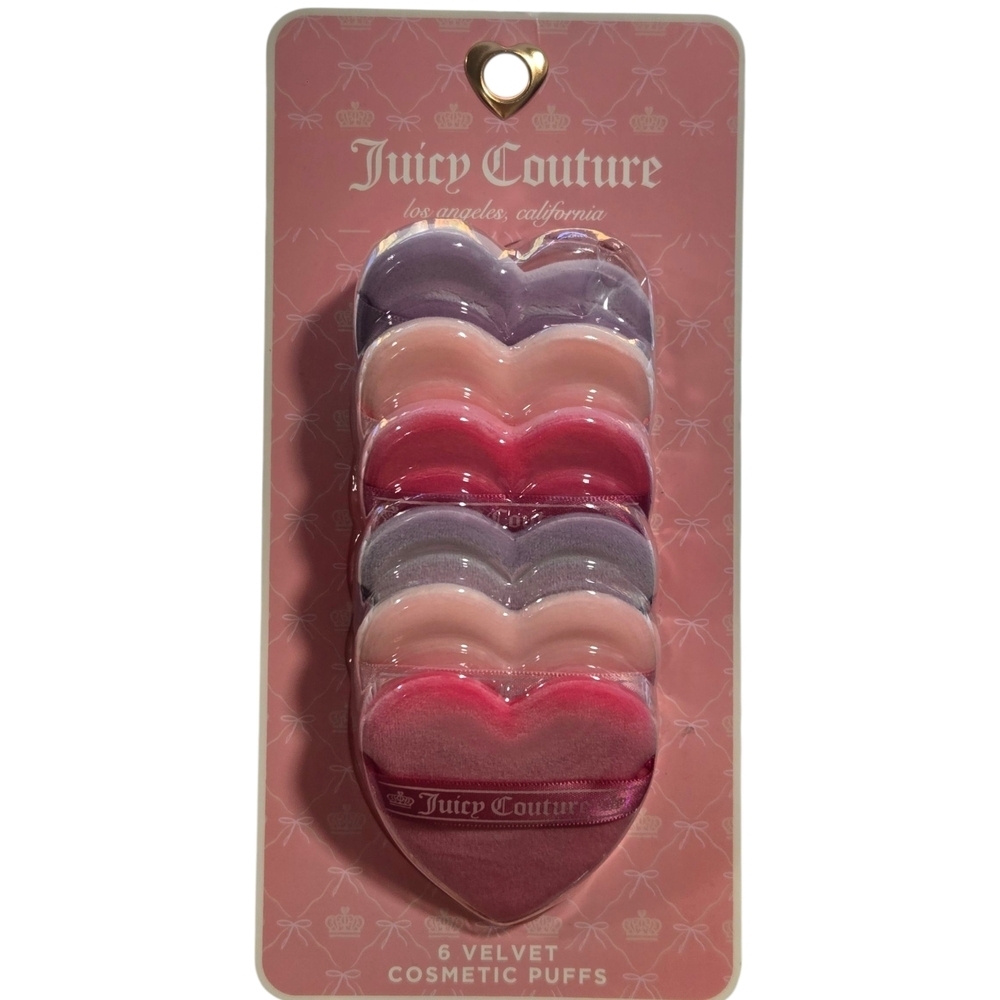Juicy Couture 6 Velvet Cosmetic Puffs Set NEW. Gift Set. Pink Purple.